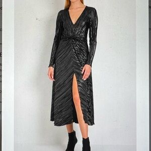 Rotate Birgen Christensen Number 7 Pleat Dress in Black - Plissée